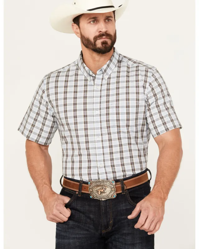 Cody James Men's Bryce Plaid Print Short Sleeve Button-Down Stretch Western Shirt sold by Cody James