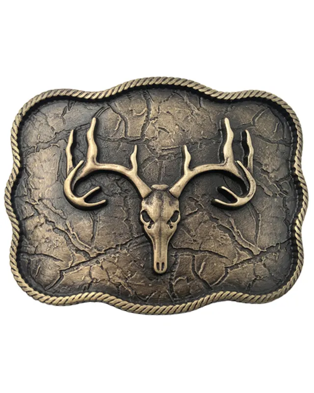 Cody James Men's Antique Brass Scalloped Elk Skull Buckle made by Cody James