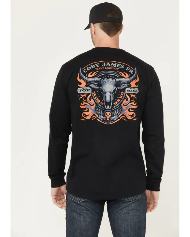 Cody James Men's FR Bull Long Sleeve Graphic Work T-Shirt sold by Cody James