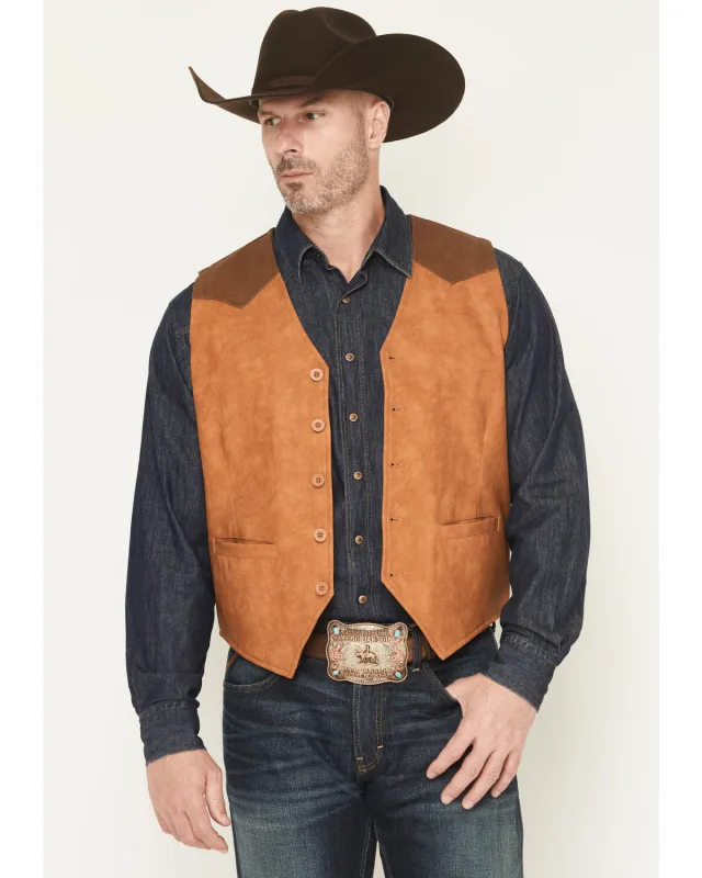 Cody James Men's Buckaroo Colorblock Faux Leather Button-Down Vest sold by Cody James