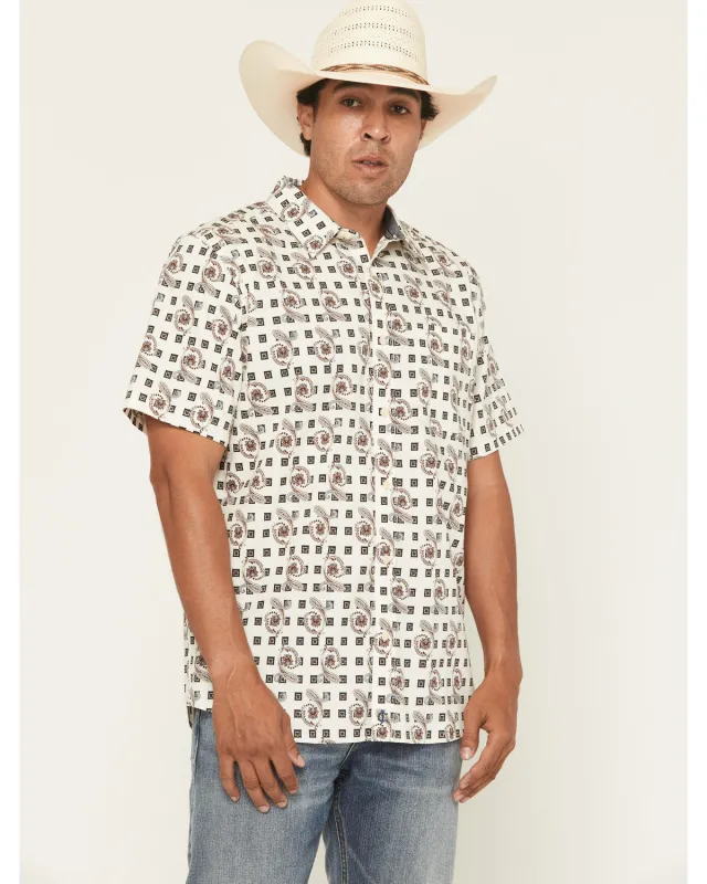 Cody James Men's Geo Paisley Print Short Sleeve Button-Down Stretch Western Shirt sold by Cody James