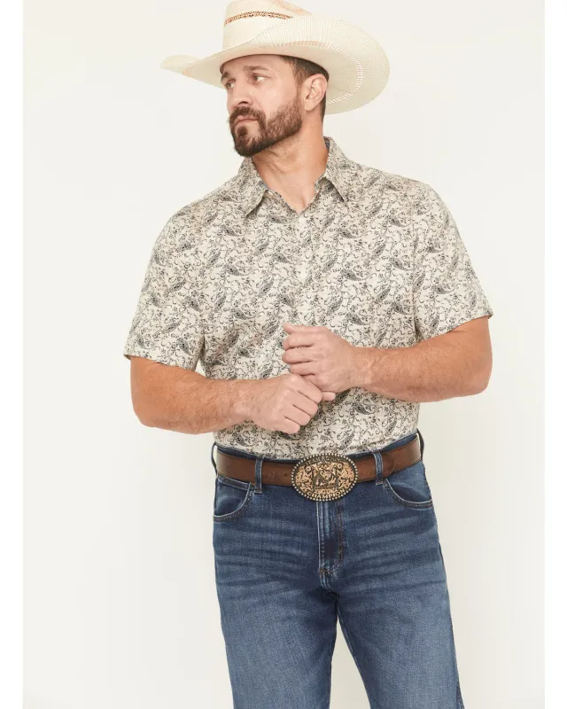 Cody James Men's Mustang Mode Paisley Print Short Sleeve Button-Down Stretch Western Shirt sold by Cody James