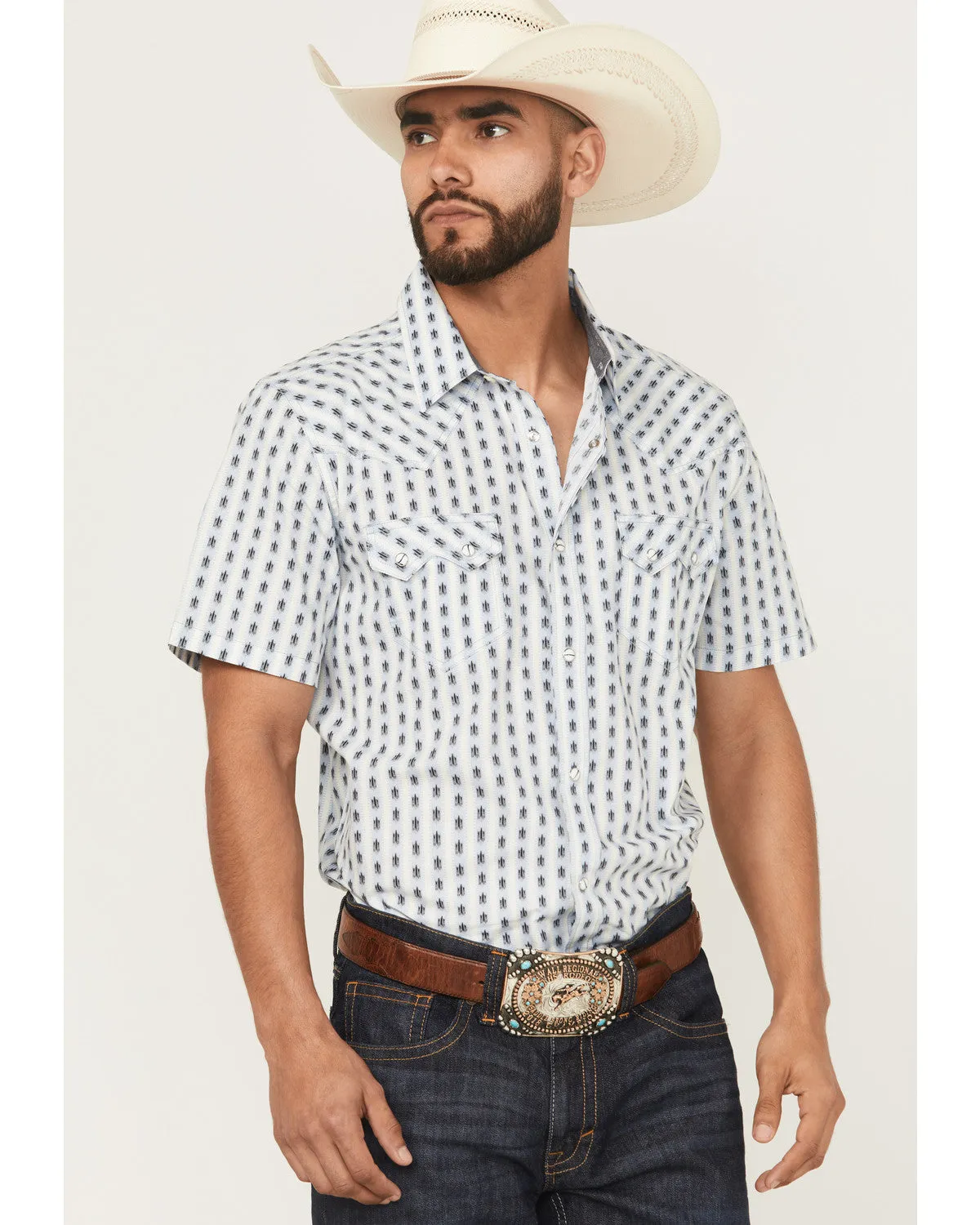 Cody James Men's Outlaw Pass Southwestern Striped Short Sleeve Snap Western Shirt sold by Cody James