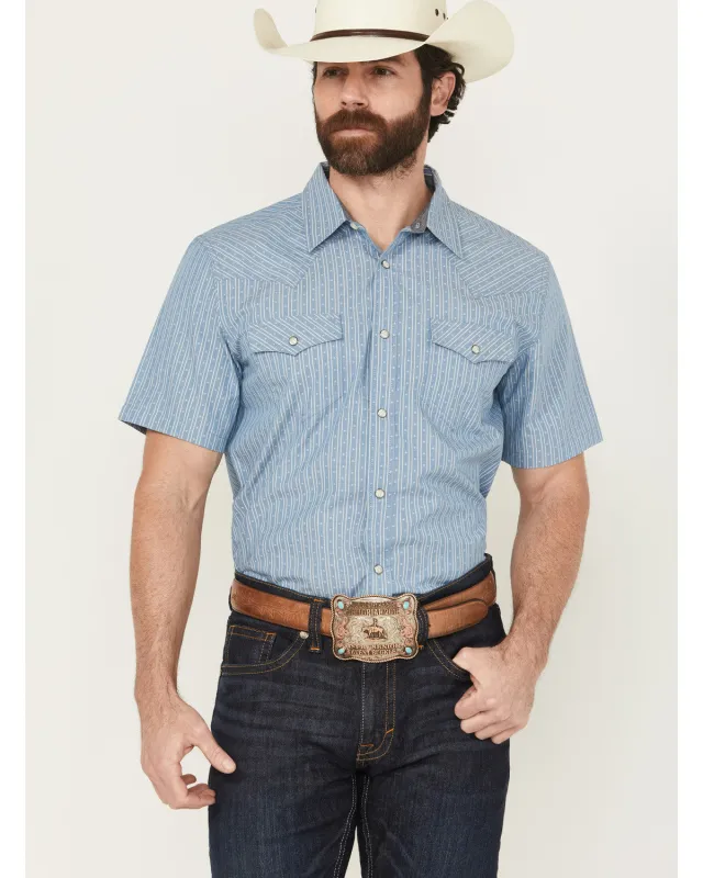 Cody James Men's Cowboy Way Striped Print Short Sleeve Snap Western Shirt sold by Cody James