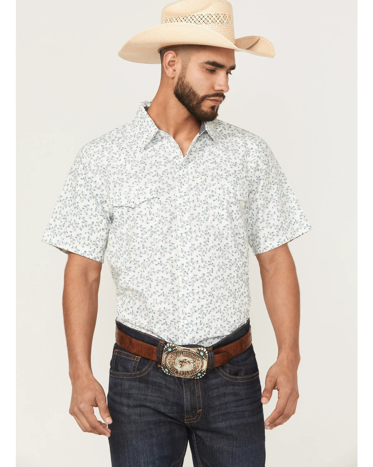 Cody James Rodeo Drive Floral Print Short Sleeve Snap Western Shirt - Tall sold by Cody James