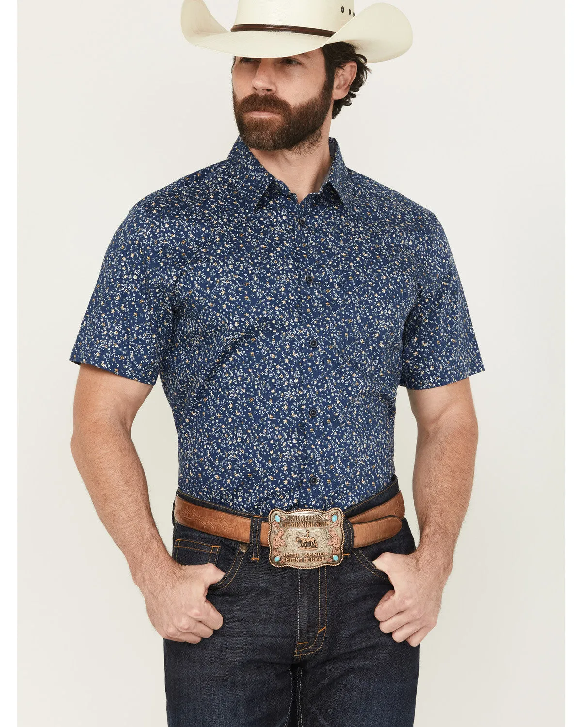 Cody James Men's Vanguard Floral Print Short Sleeve Button-Down Stretch Western Shirt sold by Cody James