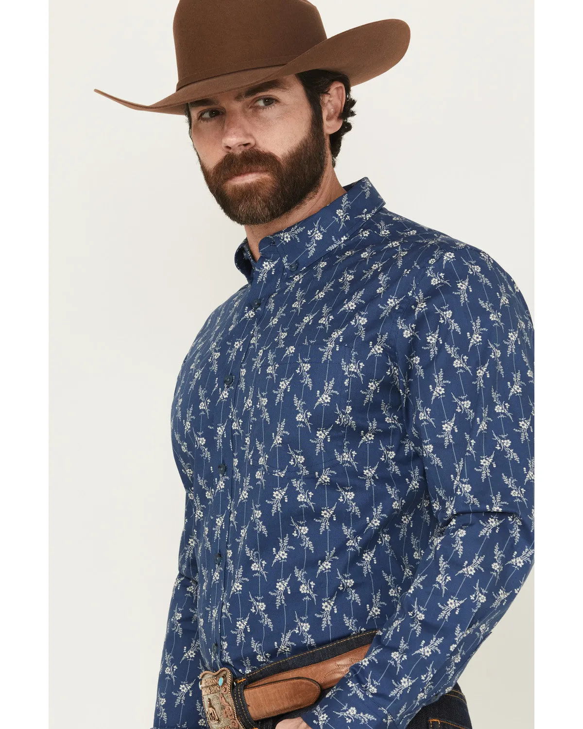 Cody James Men's Gila Grove Floral Striped Long Sleeve Button-Down Stretch Western Shirt sold by Cody James product image thumbnail 2
