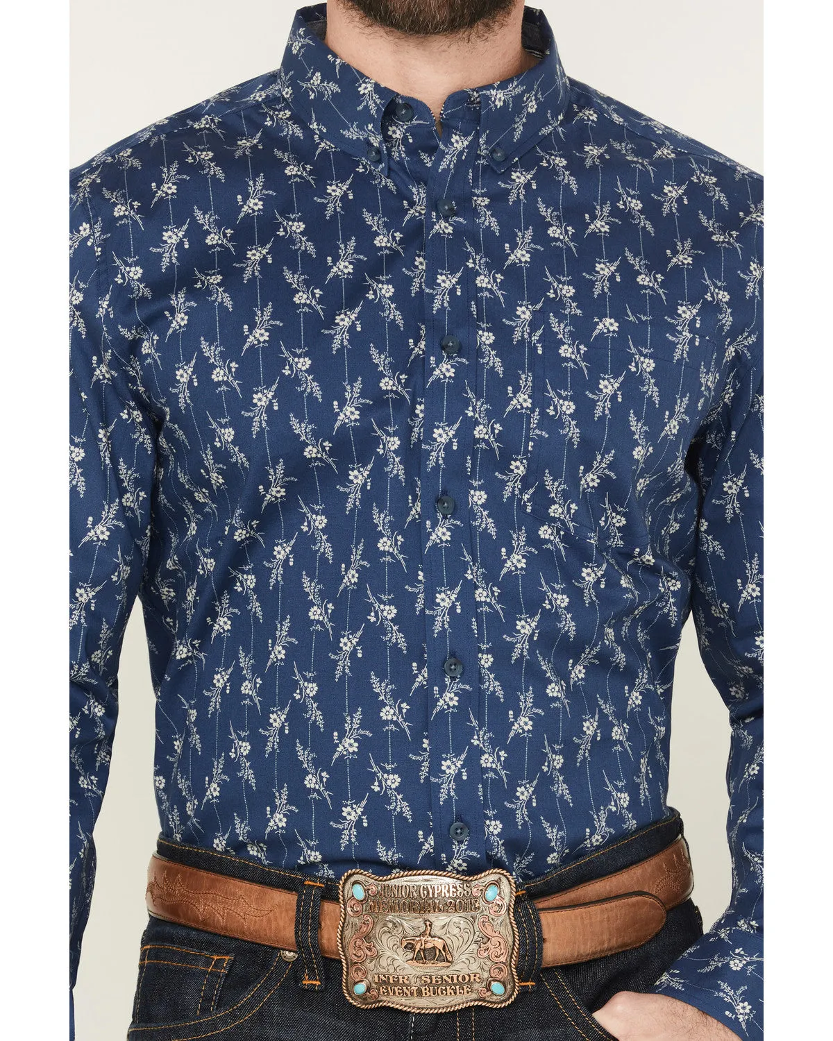 Cody James Men's Gila Grove Floral Striped Long Sleeve Button-Down Stretch Western Shirt sold by Cody James product image thumbnail 3