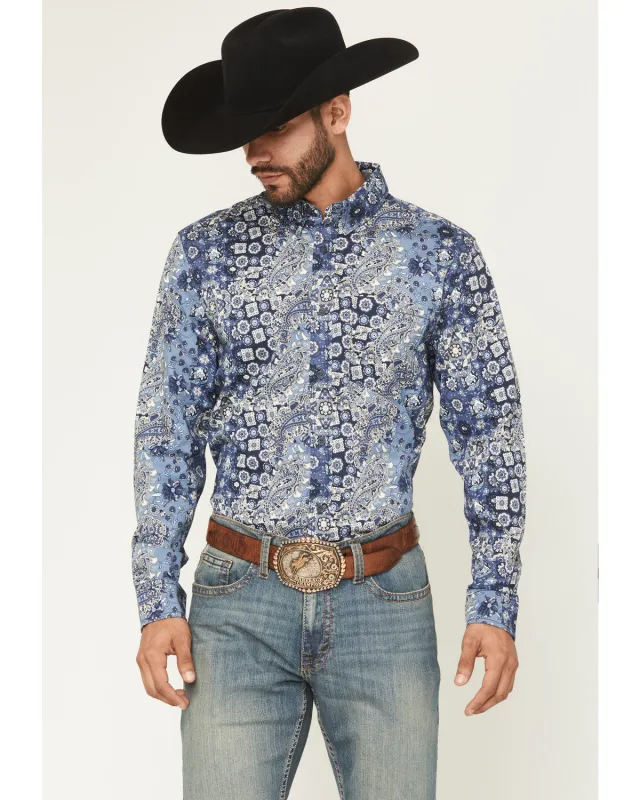 Cody James Men's Ride 'Em Cowboy Paisley Print Long Sleeve Button-Down Stretch Western Shirt made by Cody James
