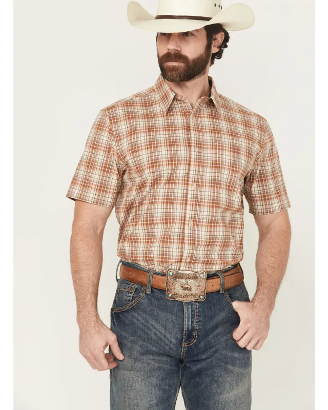 Cody James Men's Cowboy Chic Plaid Print Short Sleeve Button-Down Stretch Western Shirt made by Cody James
