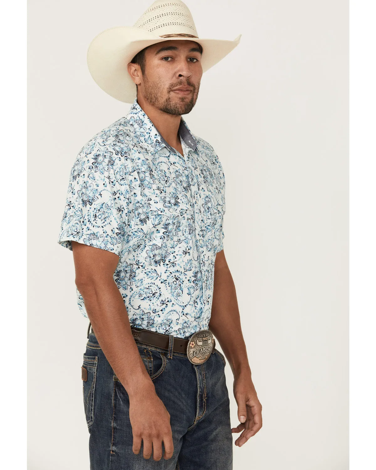 Cody James Men's Frontier Threads Floral Paisley Print Short Sleeve Snap Western Shirt sold by Cody James product image thumbnail 2