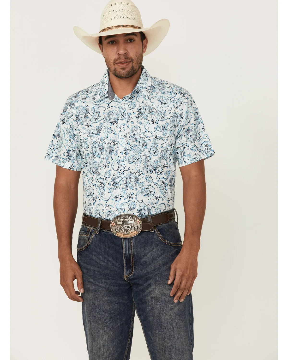 Cody James Men's Frontier Threads Floral Paisley Print Short Sleeve Snap Western Shirt sold by Cody James