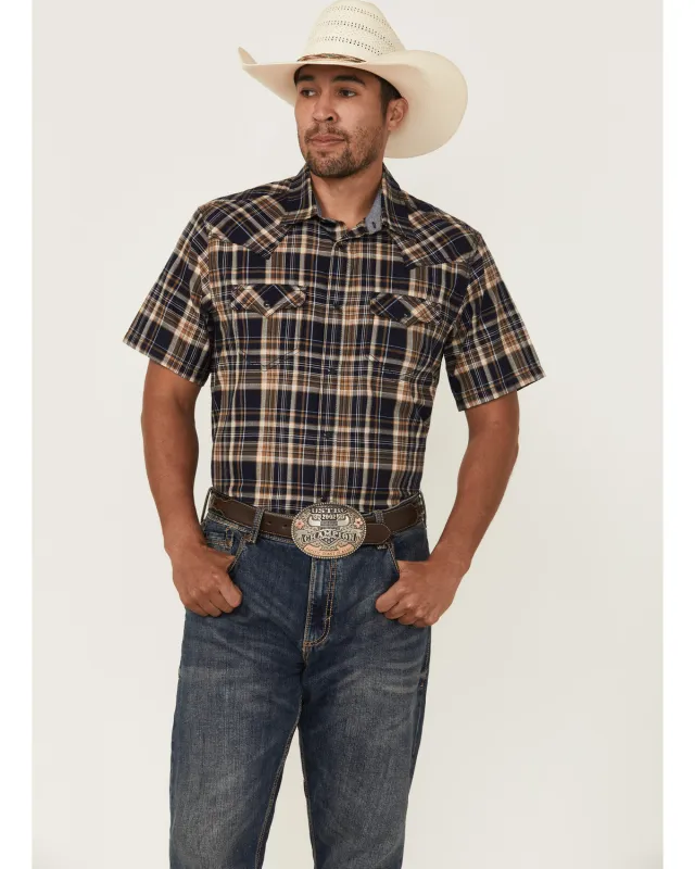 Cody James Men's Rustic Rodeo Plaid Print Short Sleeve Snap Western Shirt sold by Cody James