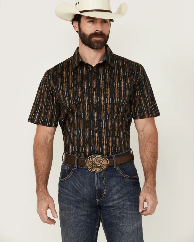 Cody James Men's Cactus Dobby Striped Print Short Sleeve Button-Down Stretch Western Shirt sold by Cody James