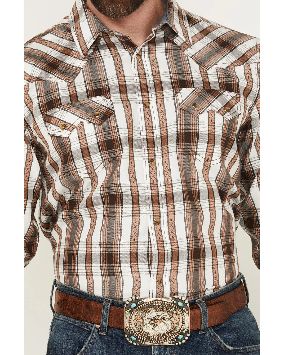 Cody James Men' Rodeo Plaid Print Long Sleeve Snap Western Shirt sold by Cody James product image thumbnail 3