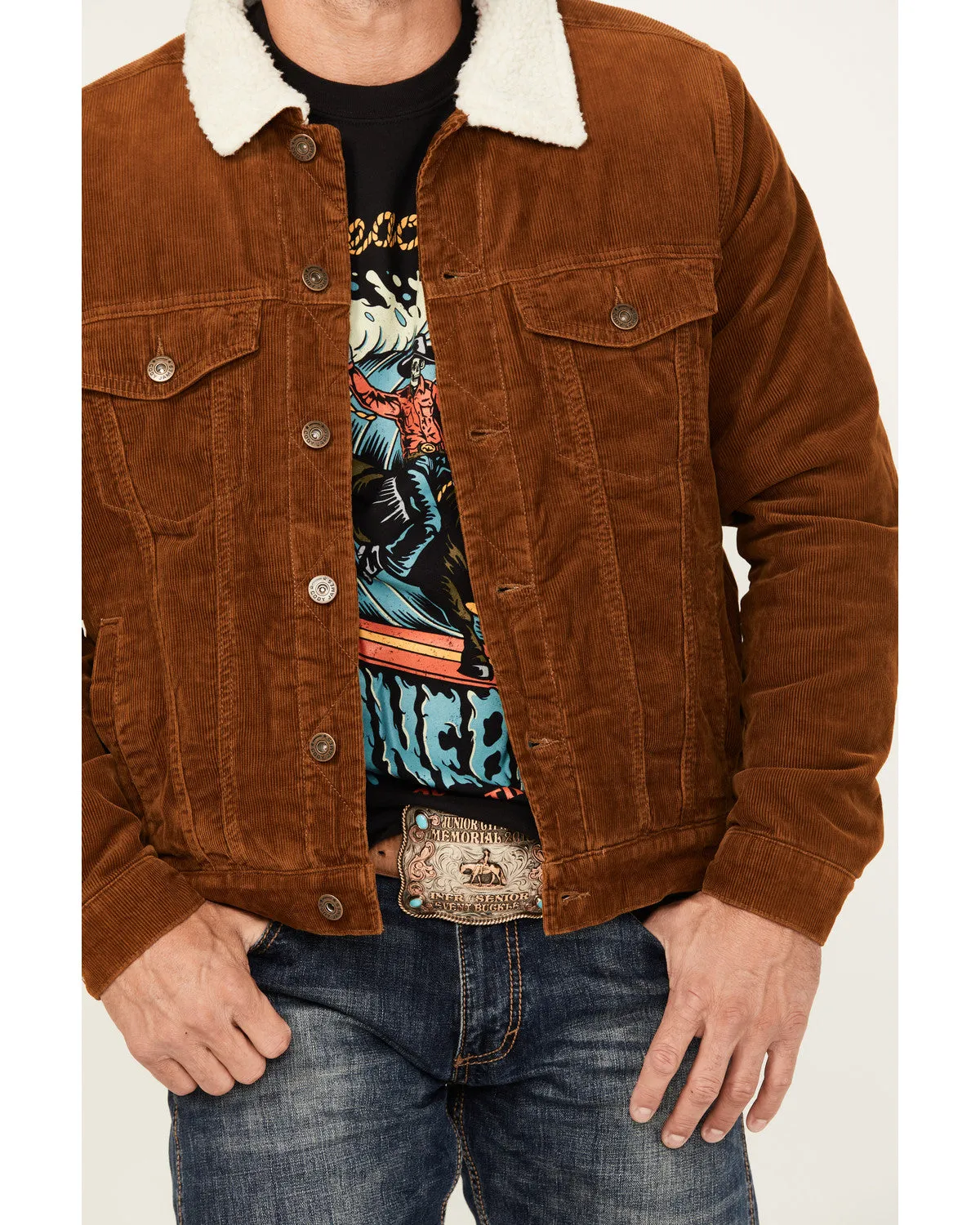Cody James Men's Roscoe Corduroy Sherpa Lined Trucker Jacket sold by Cody James product image thumbnail 3