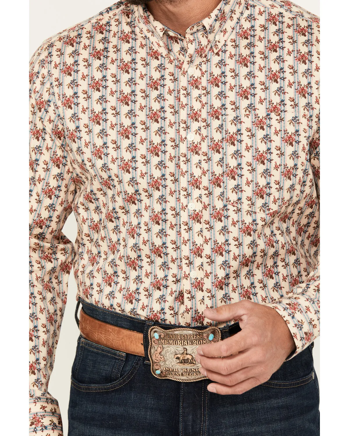 Cody James Men's Kenton Floral Striped Long Sleeve Button-Down Stretch Western Shirt sold by Cody James product image thumbnail 3