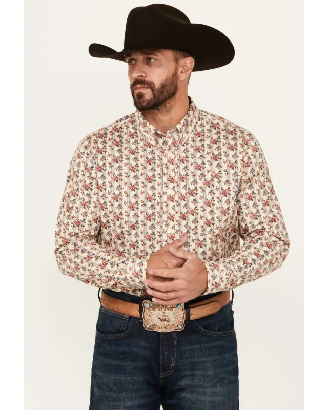 Cody James Men's Kenton Floral Striped Long Sleeve Button-Down Stretch Western Shirt sold by Cody James