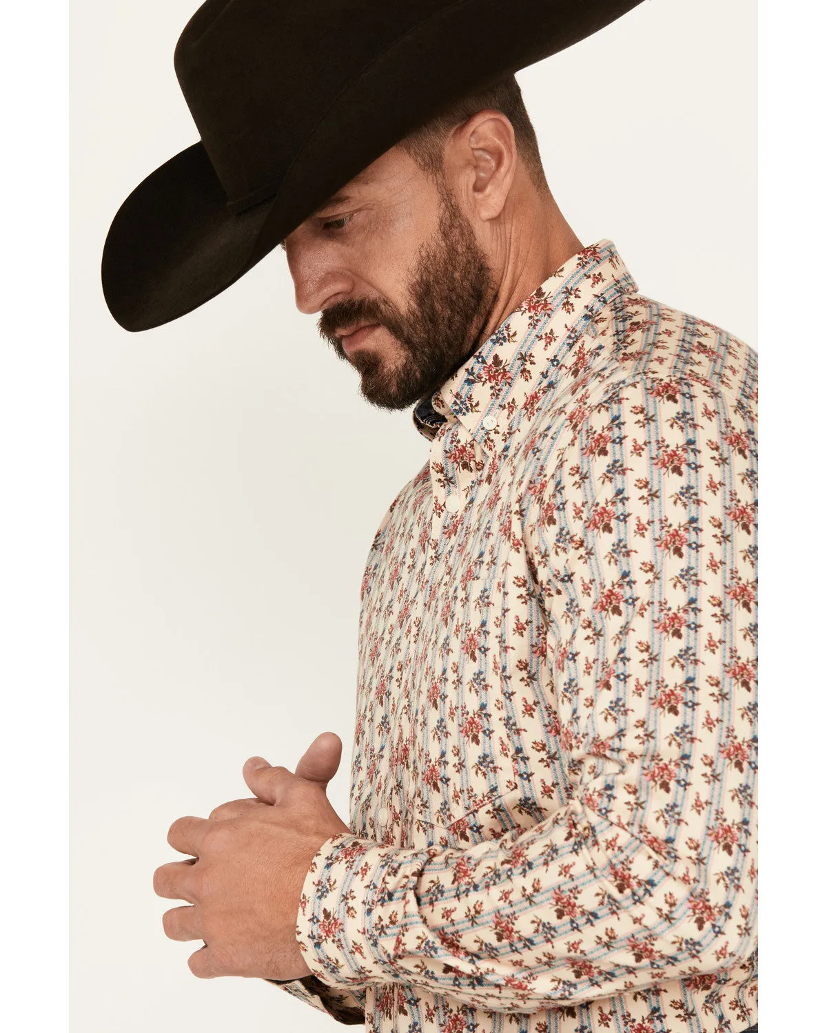 Cody James Men's Kenton Floral Striped Long Sleeve Button-Down Stretch Western Shirt sold by Cody James product image thumbnail 2