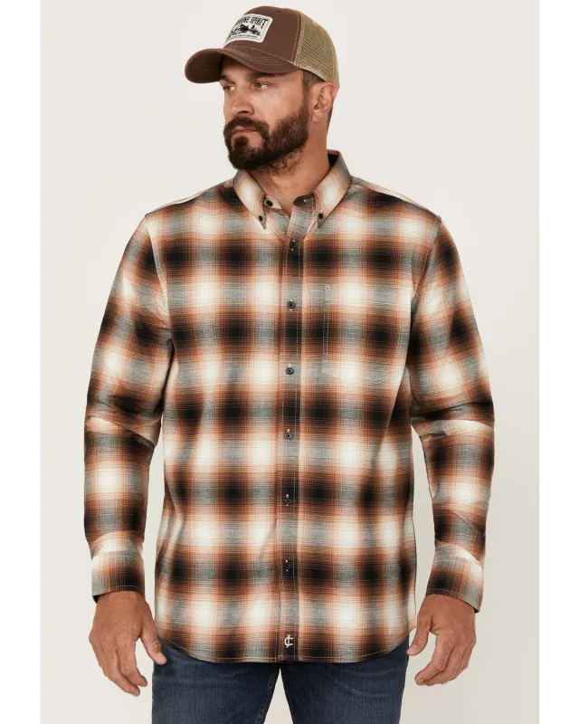 Cody James Men's Hombre Plaid Print Long Sleeve Button-Down Stretch Western Shirt sold by Cody James