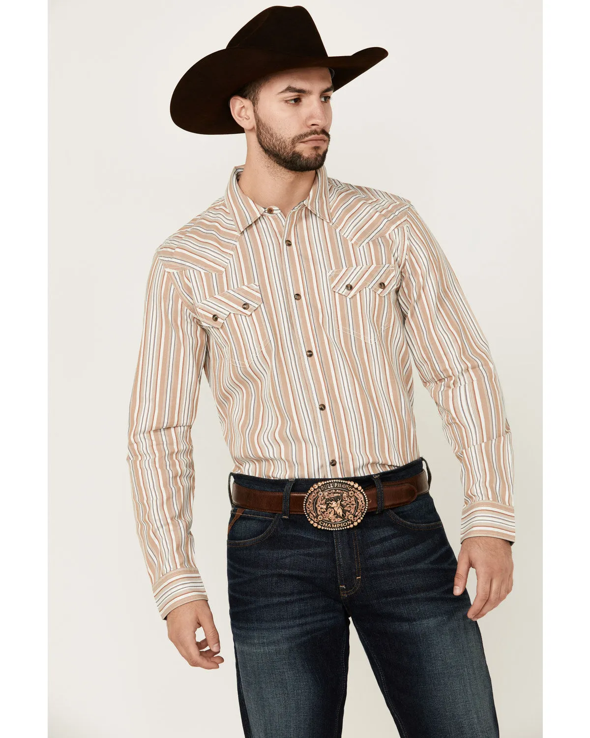 Cody James Men's Tough Guy Dobby Striped Print Long Sleeve Snap Western Shirt sold by Cody James