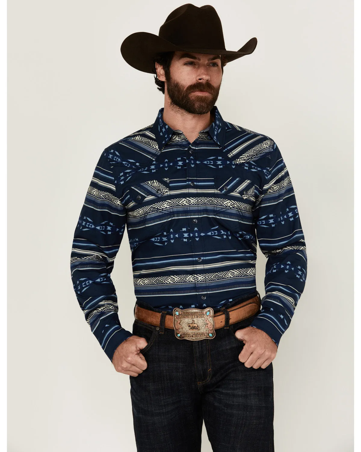 Cody James Men's Distance Southwestern Striped Long Sleeve Snap Western Shirt sold by Cody James