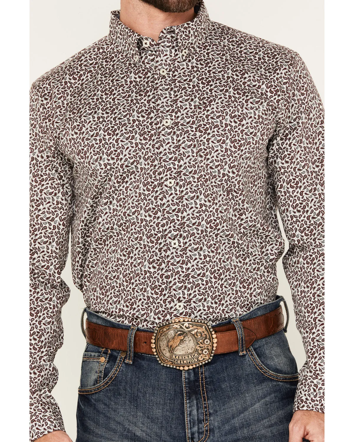Cody James Men's Country Paisley Print Long Sleeve Button-Down Stretch Western Shirt sold by Cody James product image thumbnail 3