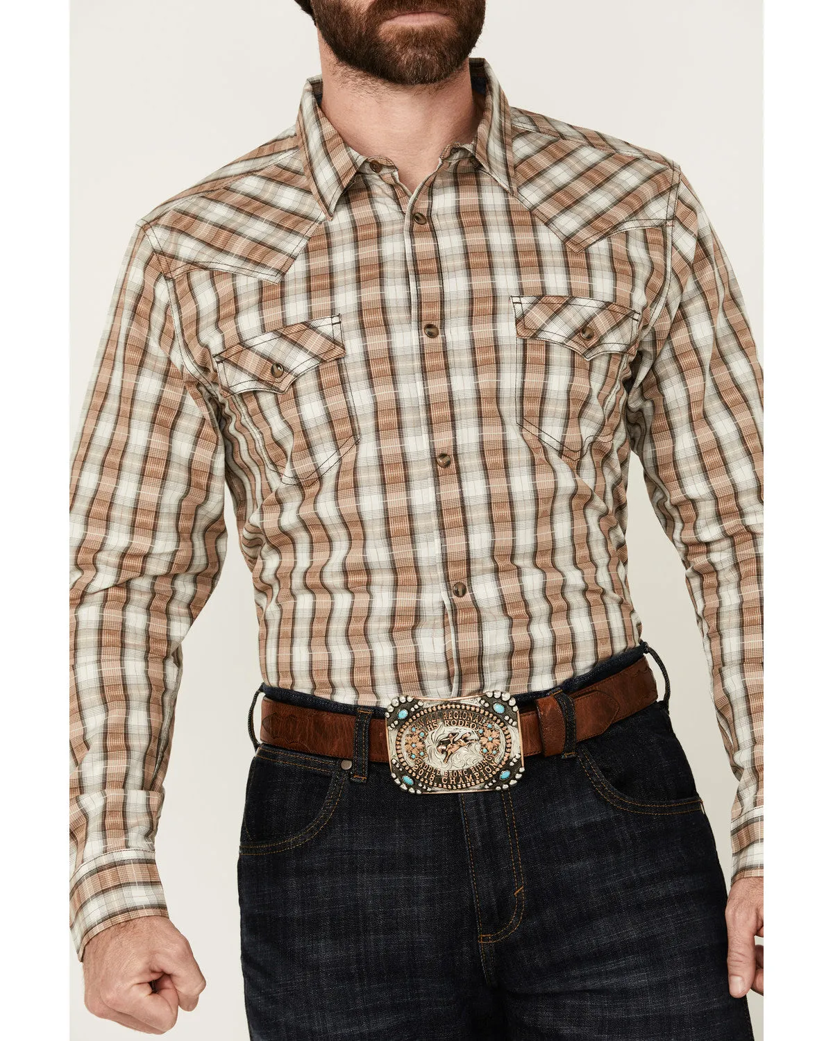 Cody James Men's Last Hurdle Plaid Print Long Sleeve Button-Down Stretch Western Shirt sold by Cody James product image thumbnail 3