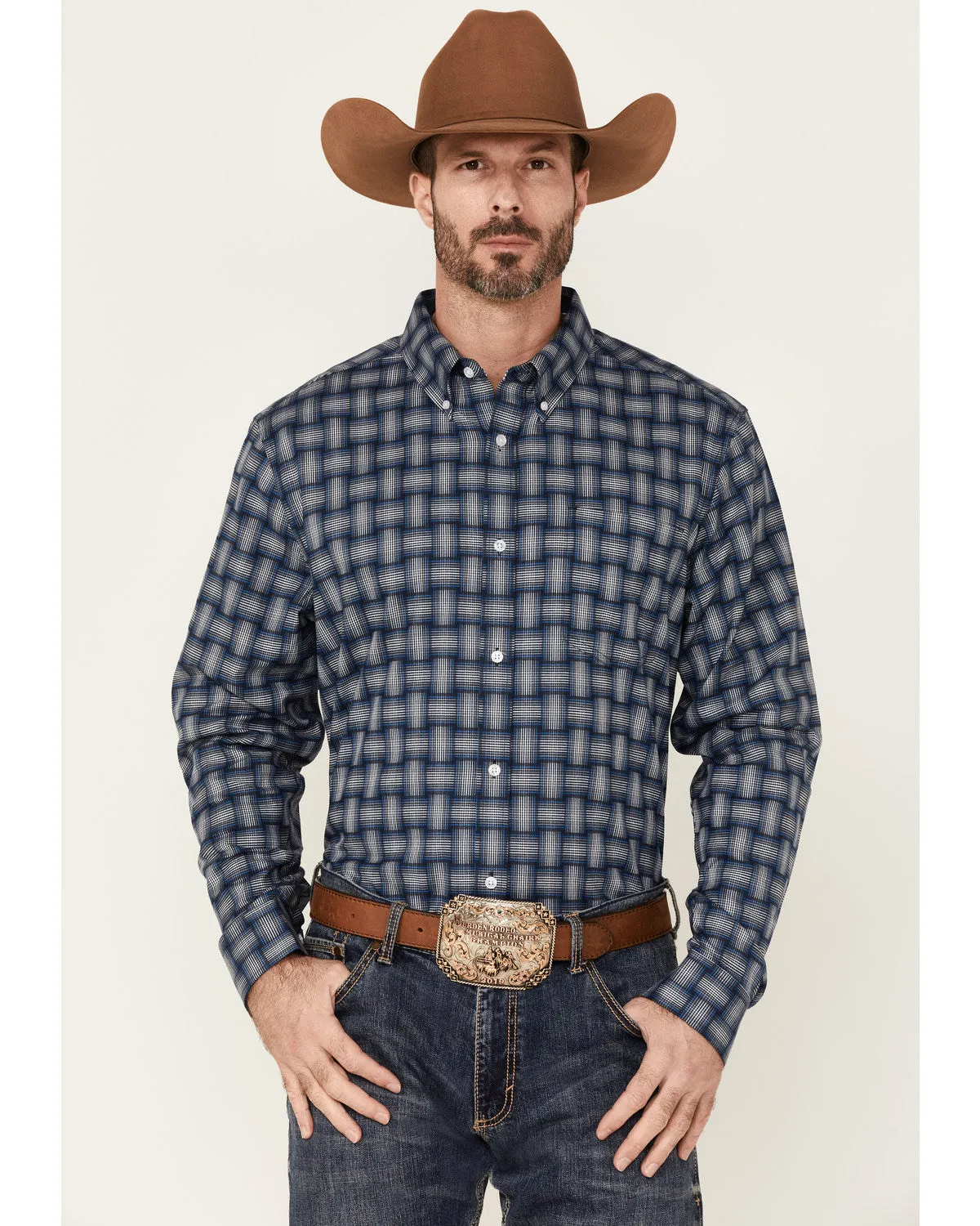 Cody James Core Men's Wicker Small Plaid Long Sleeve Button Down Western Shirt sold by Cody James