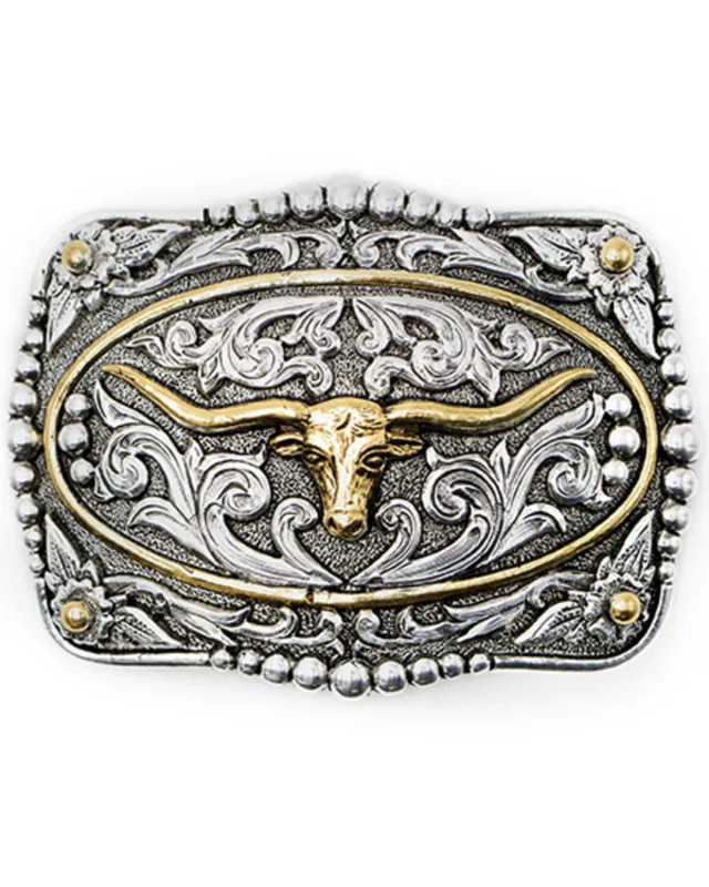Cody James Men's Scrolled Longhorn With Gold Ring Belt Buckle made by Cody James