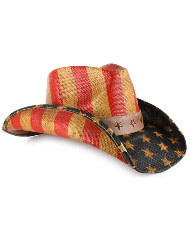 Cody James Justice American Flag Drifter Straw Cowboy Hat made by Cody James