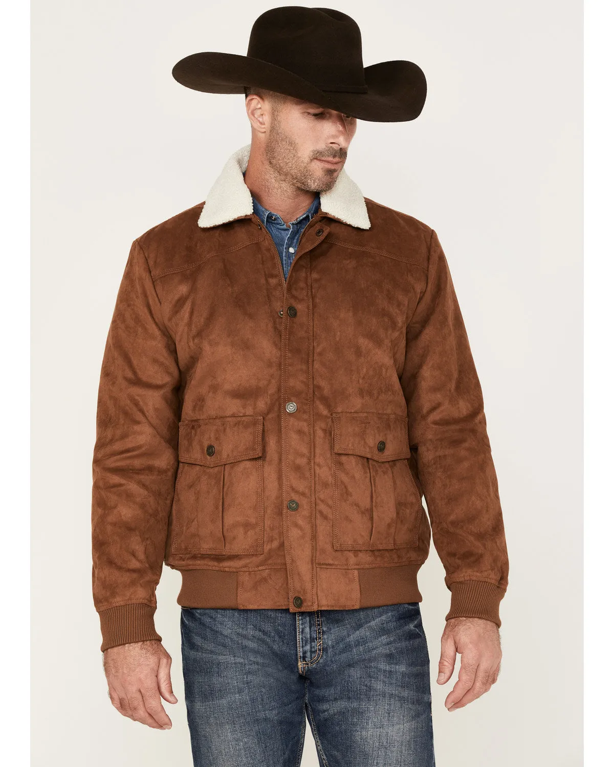 Cody James Men's Edward Faux Suede Sherpa Collar Bomber Jacket sold by Cody James