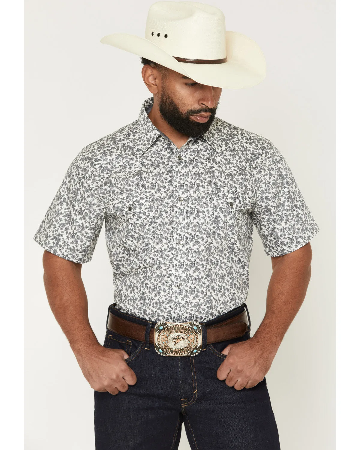Cody James Men's Flynn Floral Print Short Sleeve Snap Western Shirt sold by Cody James