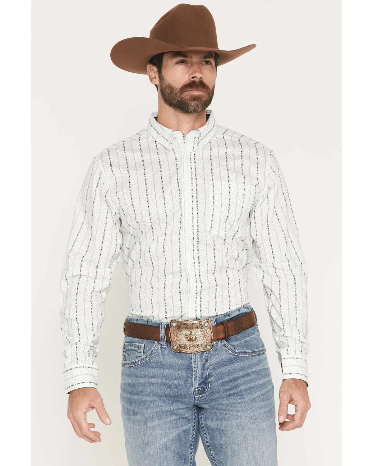 Cody James Men's Ranchers Legend Floral Stripe Print Long Sleeve Button-Down Stretch Western Shirt sold by Cody James