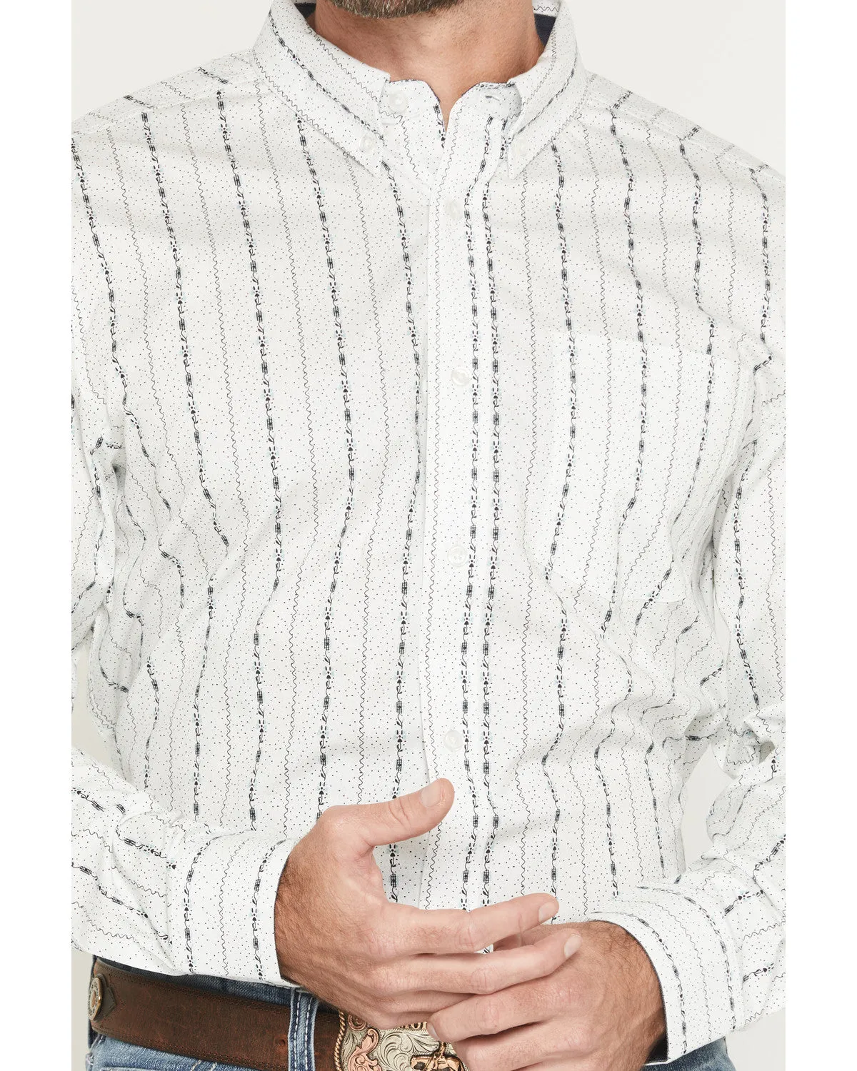 Cody James Men's Ranchers Legend Floral Stripe Print Long Sleeve Button-Down Stretch Western Shirt sold by Cody James product image thumbnail 3