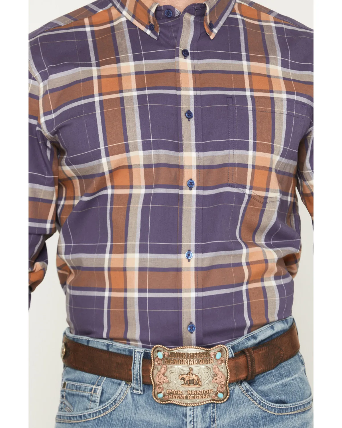 Cody James Men's Smokey Trail Plaid Print Long Sleeve Button-Down Stretch Western Shirt sold by Cody James product image thumbnail 3