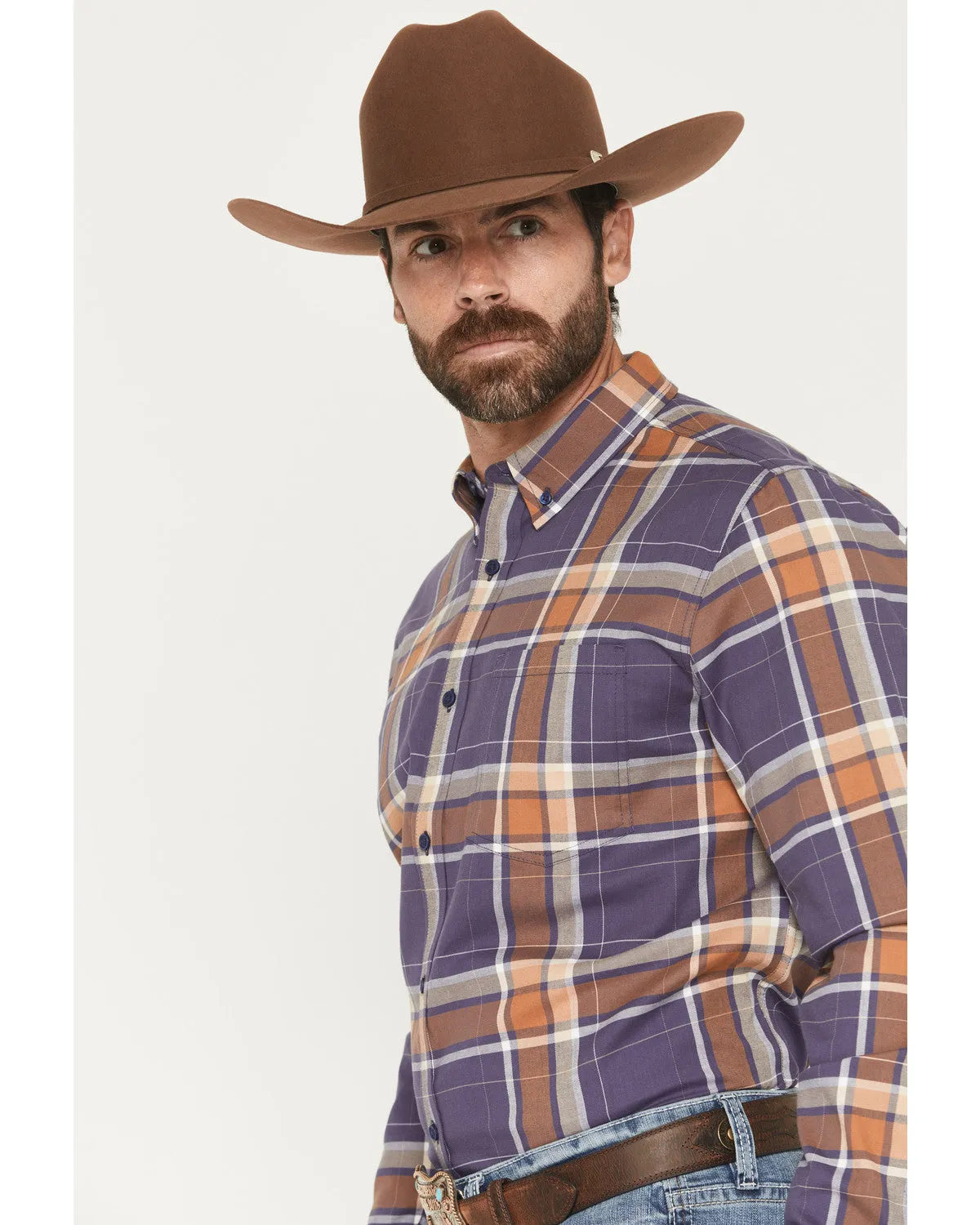 Cody James Men's Smokey Trail Plaid Print Long Sleeve Button-Down Stretch Western Shirt sold by Cody James product image thumbnail 2