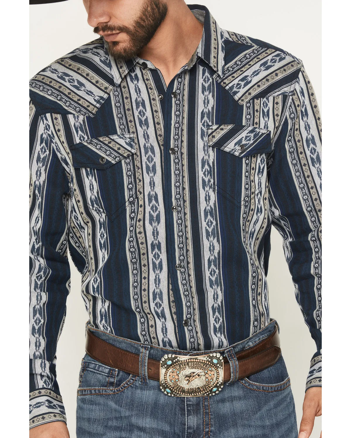 Cody James Men's Ford Southwestern Stripe Print Long Sleeve Snap Western Shirt sold by Cody James product image thumbnail 3