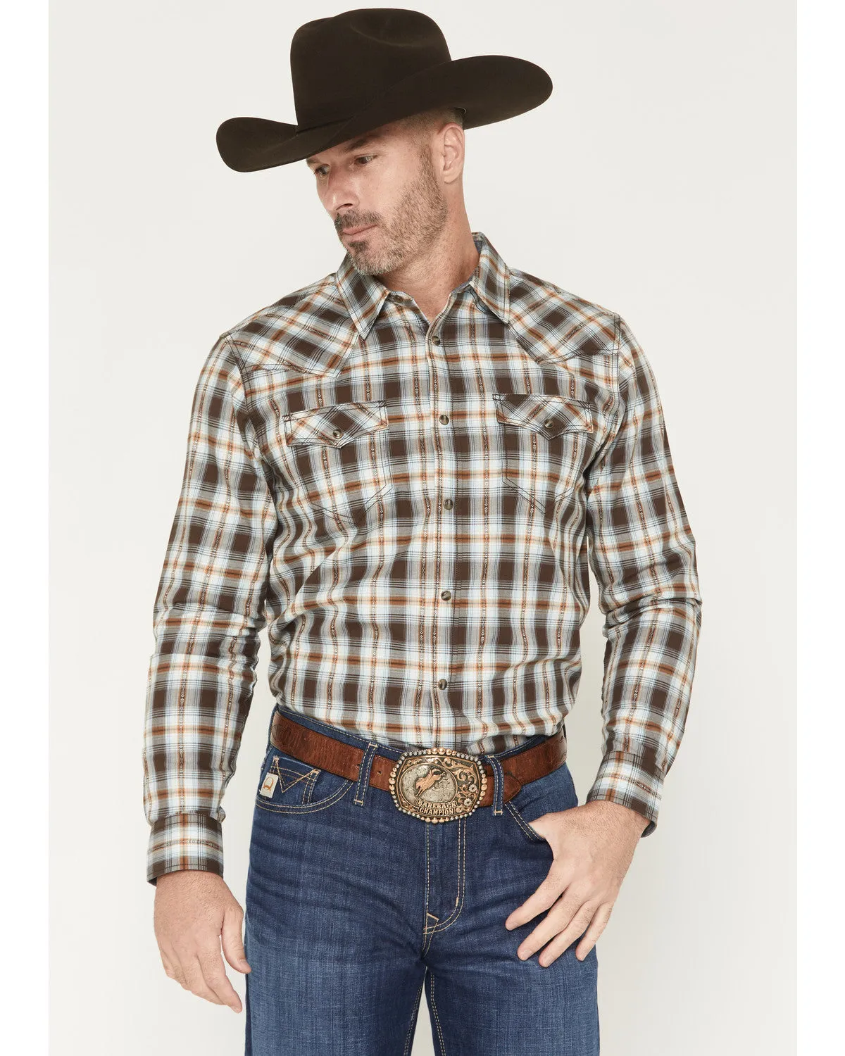 Cody James The American Cowboy Southwestern Plaid Print Long Sleeve Snap Western Shirt sold by Cody James
