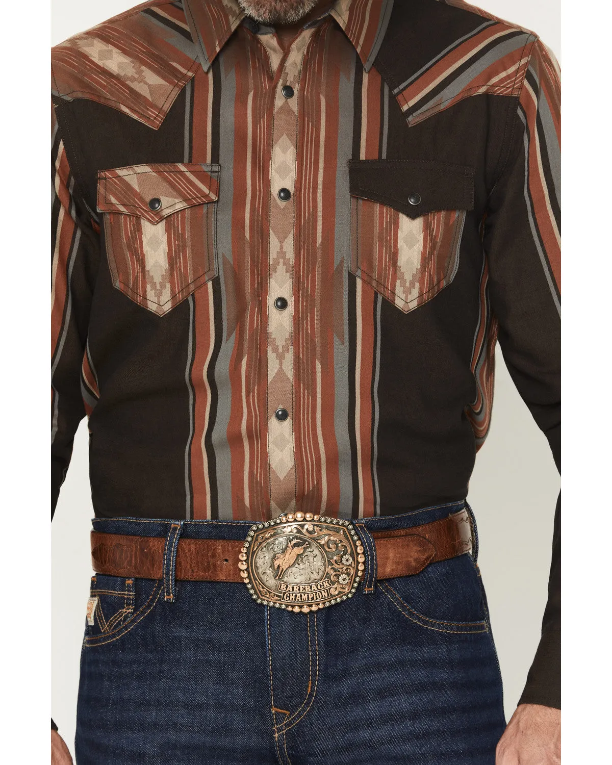 Cody James Men's Desert Trail Southwestern Stripe Print Long Sleeve Snap Western Shirt sold by Cody James product image thumbnail 3