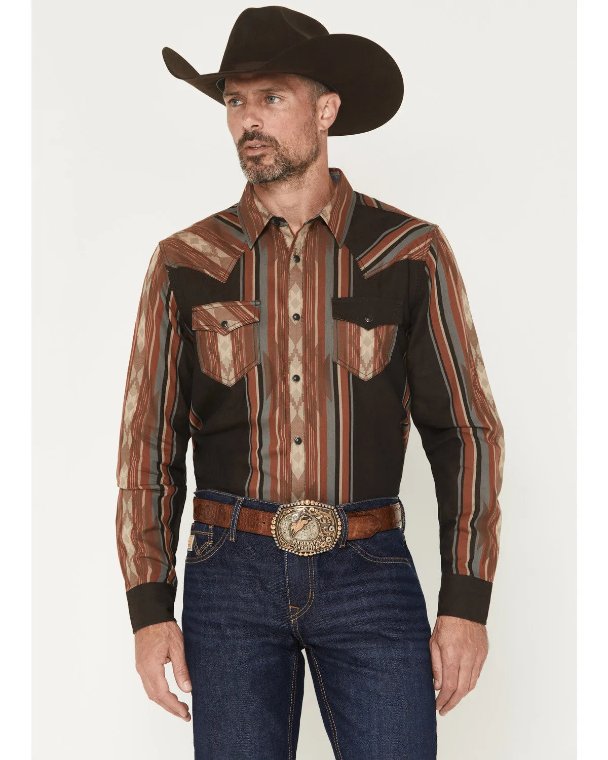 Cody James Men's Desert Trail Southwestern Stripe Print Long Sleeve Snap Western Shirt sold by Cody James