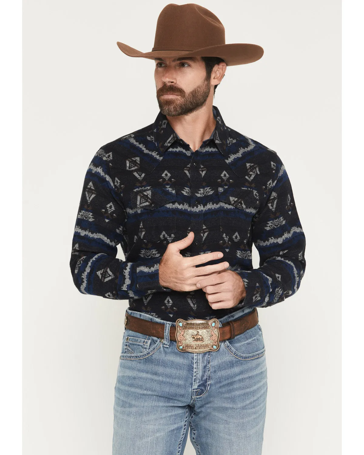 Cody James Men's Ironwood Southwestern Striped Long Sleeve Snap Flannel Shirt sold by Cody James