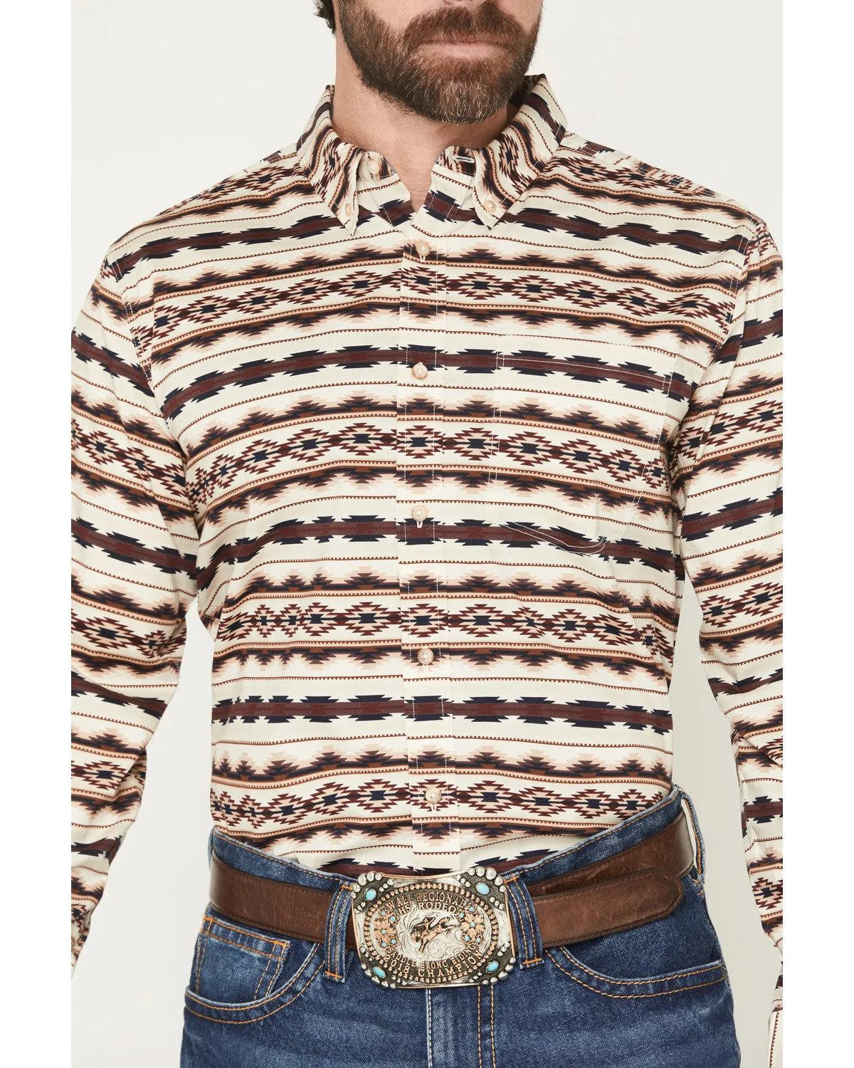 Cody James Men's Maverick Southwestern Print Long Sleeve Button-Down Stretch Western Shirt sold by Cody James product image thumbnail 3