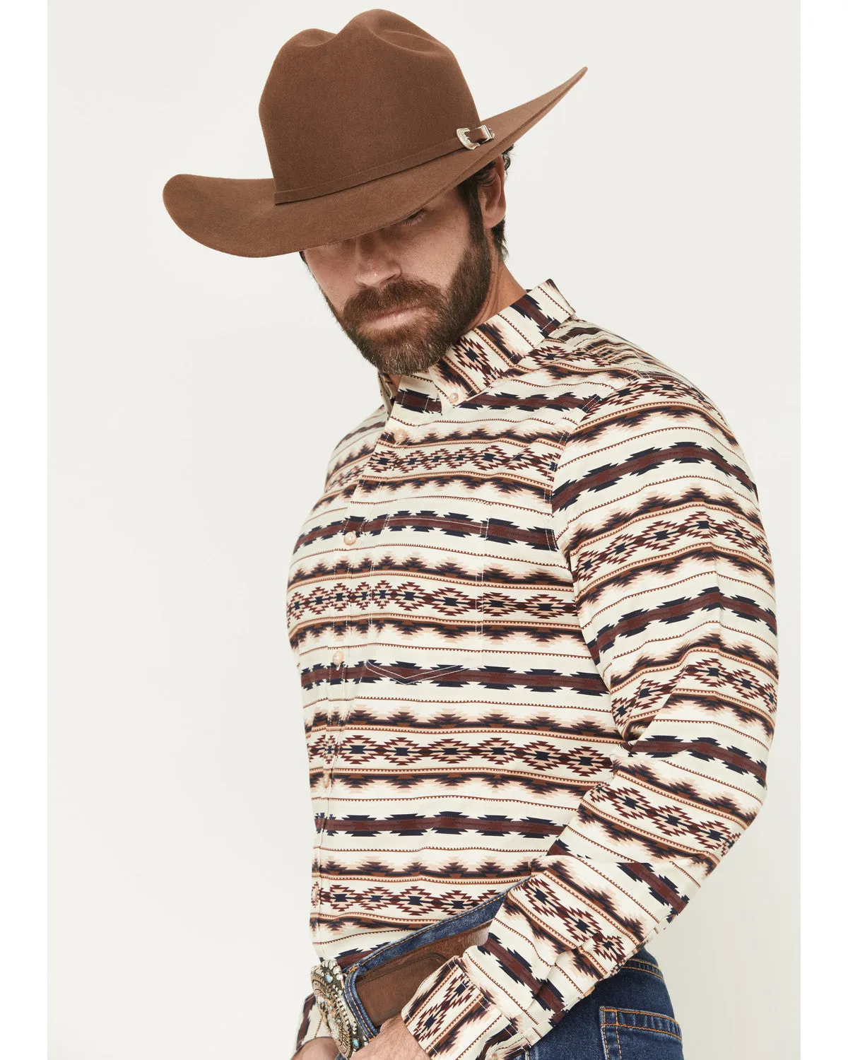 Cody James Men's Maverick Southwestern Print Long Sleeve Button-Down Stretch Western Shirt sold by Cody James product image thumbnail 2