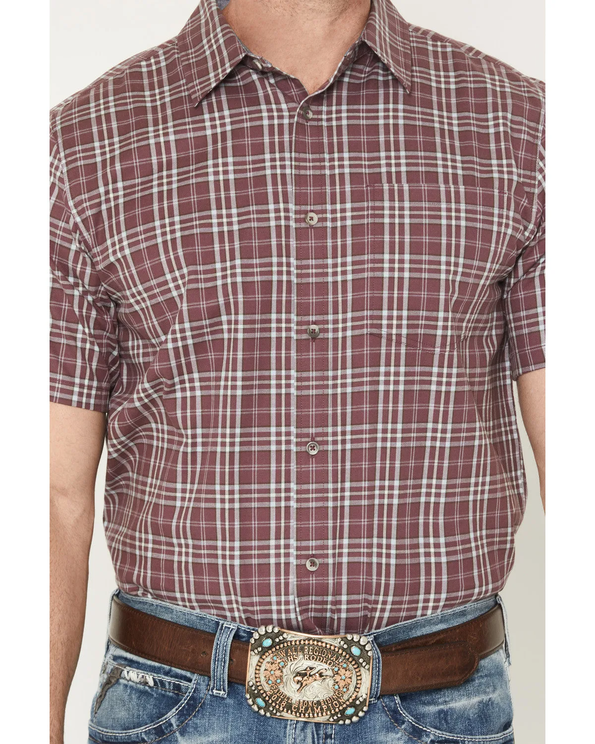 Cody James Men's Cowboy Brew Plaid Print Short Sleeve Button-Down Stretch Western Shirt sold by Cody James product image thumbnail 3