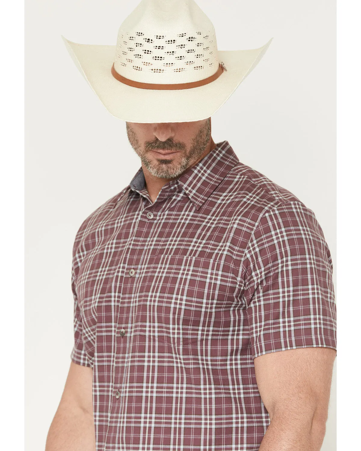 Cody James Men's Cowboy Brew Plaid Print Short Sleeve Button-Down Stretch Western Shirt sold by Cody James product image thumbnail 2