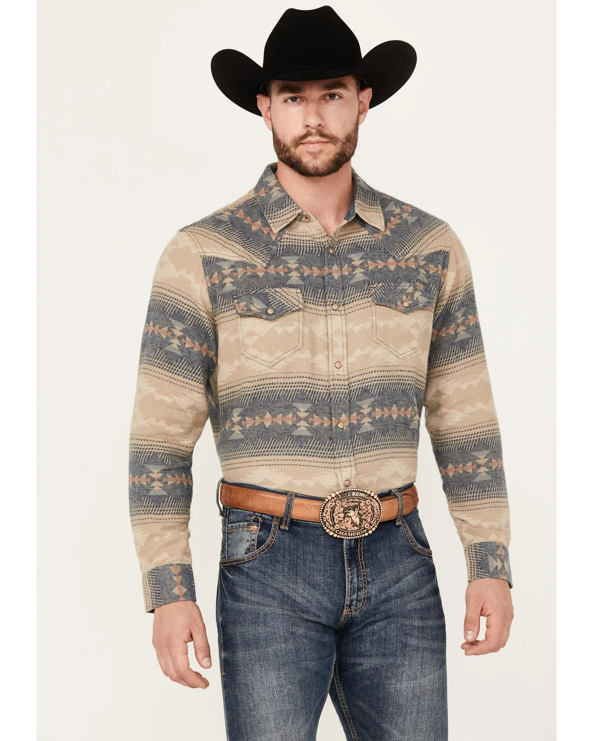 Cody James Men's Arrow Bear Southwestern Print Long Sleeve Snap Western Shirt sold by Cody James