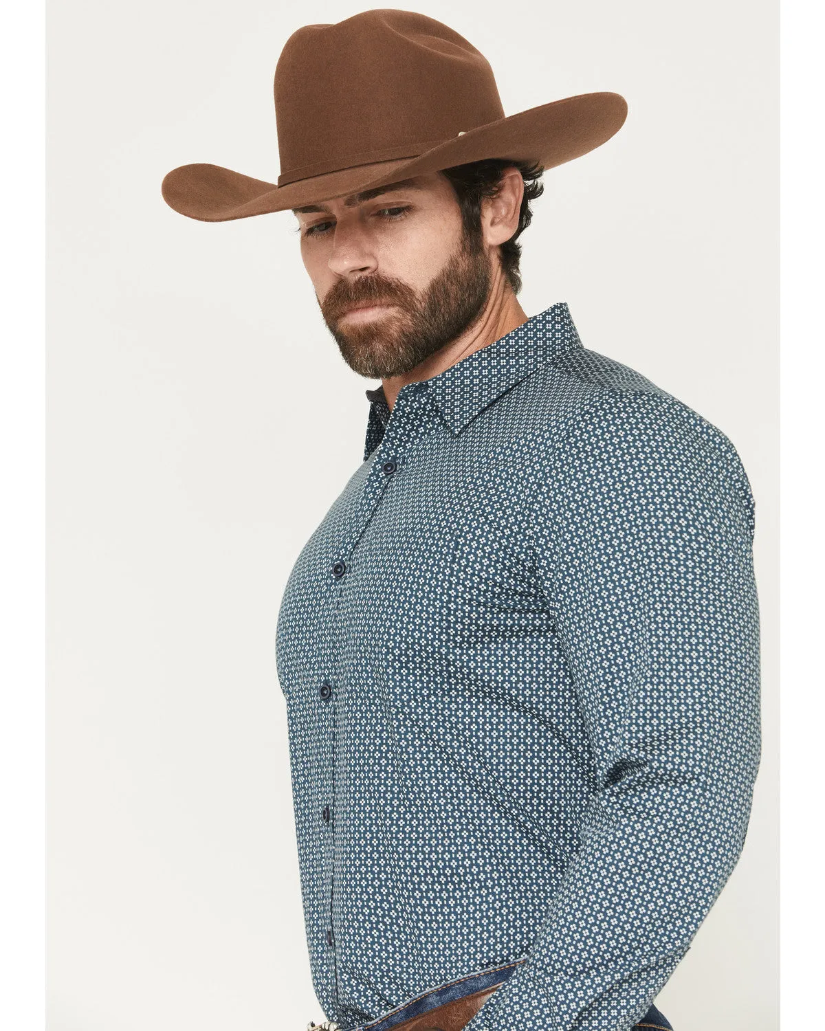 Cody James Men's Bourbon Geo Print Long Sleeve Button-Down Stretch Western Shirt sold by Cody James product image thumbnail 2