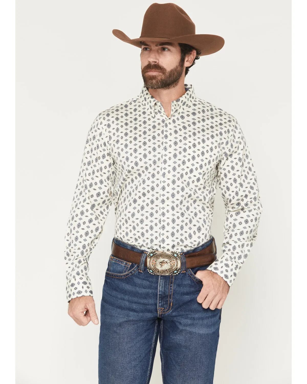 Cody James Men's Horizon View Southwestern Geo Print Long Sleeve Button-Down Stretch Western Shirt sold by Cody James