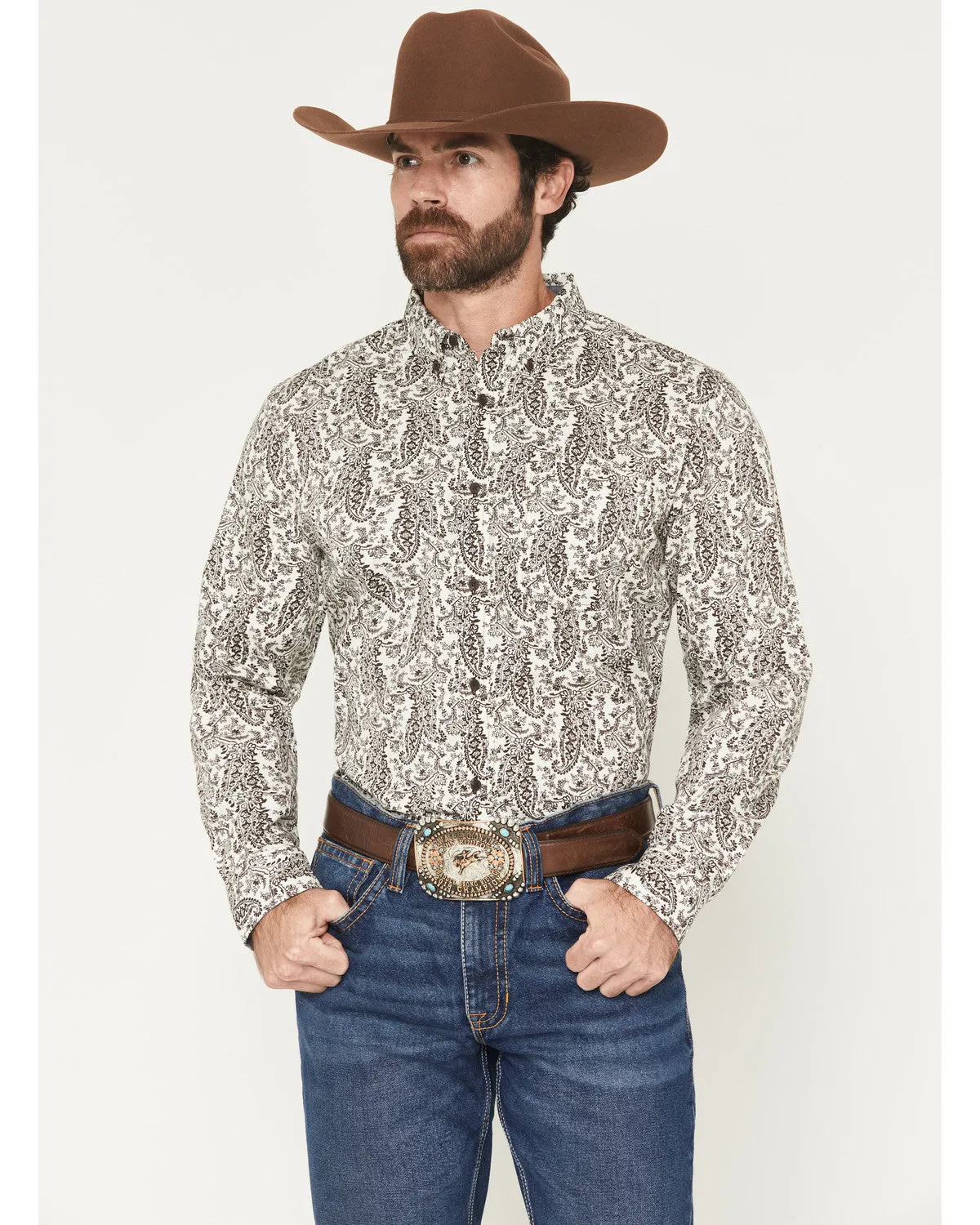 Cody James Men's Dagget 2.0 Paisley Print Long Sleeve Button-Down Stretch Western Shirt sold by Cody James